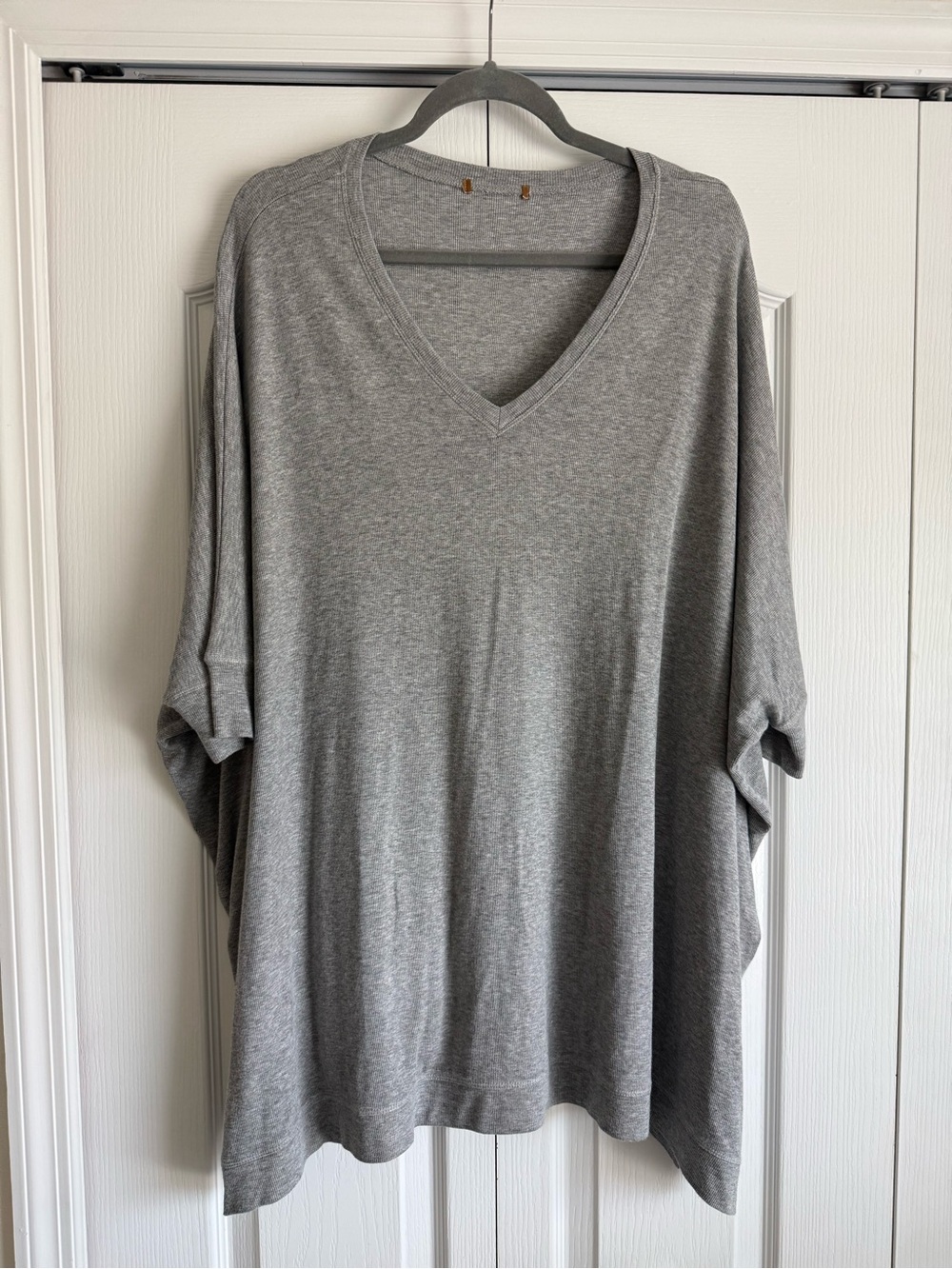 Anthropologie Gray V-Neck Draped Tunic Top